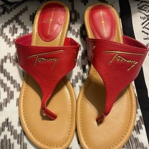 Tommy Hilfiger Women Red Thong sandals- Size 9